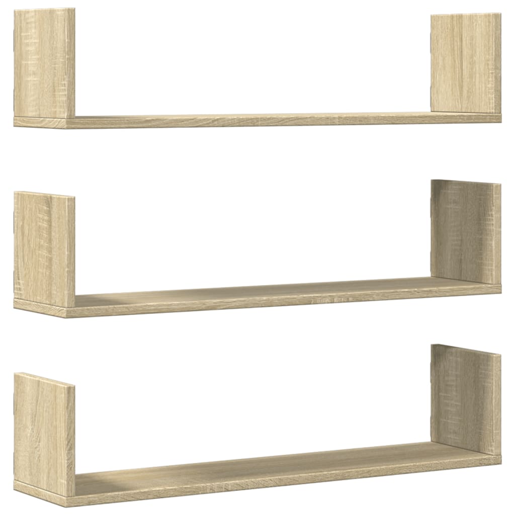 Wall Shelves 3 pcs Sonoma Oak 80x18x18 cm Engineered Wood