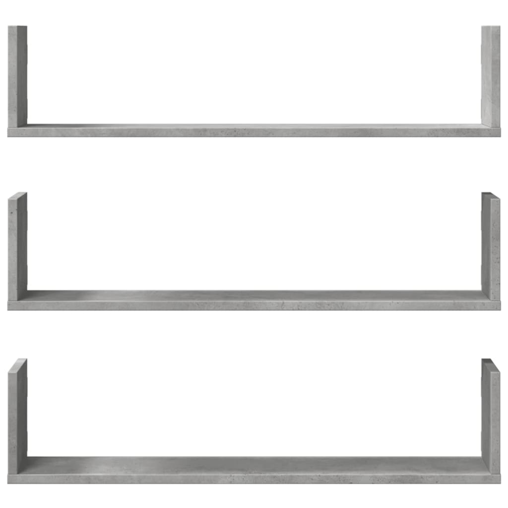 Wall Shelves 3 pcs Concrete Grey 80x18x18 cm Engineered Wood