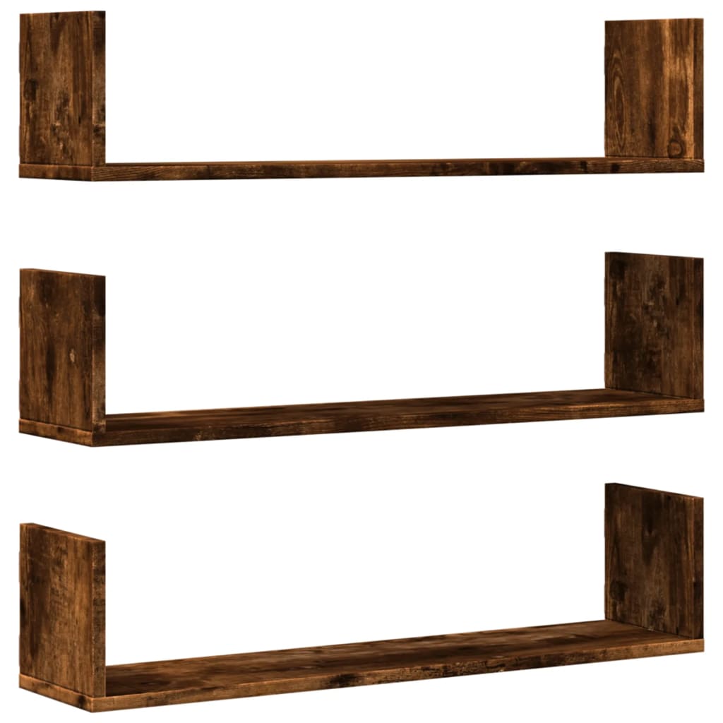 Wall Shelves 3 pcs Smoked Oak 80x18x18 cm Engineered Wood