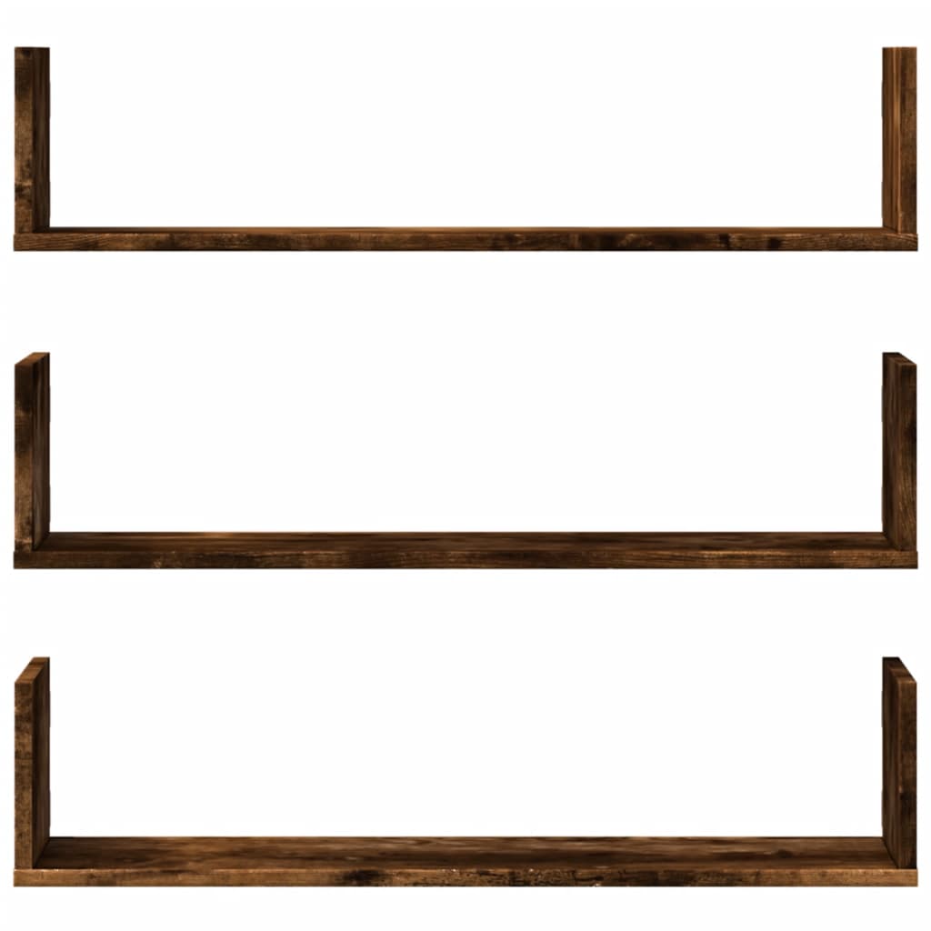 Wall Shelves 3 pcs Smoked Oak 80x18x18 cm Engineered Wood