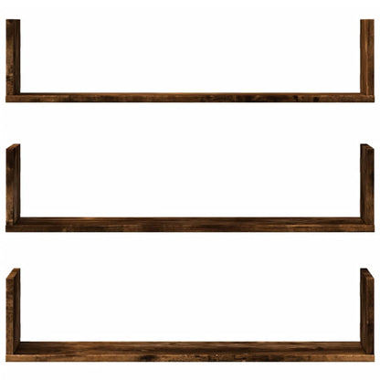 Wall Shelves 3 pcs Smoked Oak 80x18x18 cm Engineered Wood