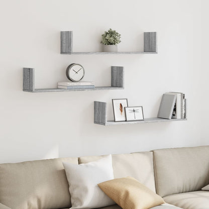 Wall Shelves 3 pcs Grey Sonoma 80x18x18 cm Engineered Wood