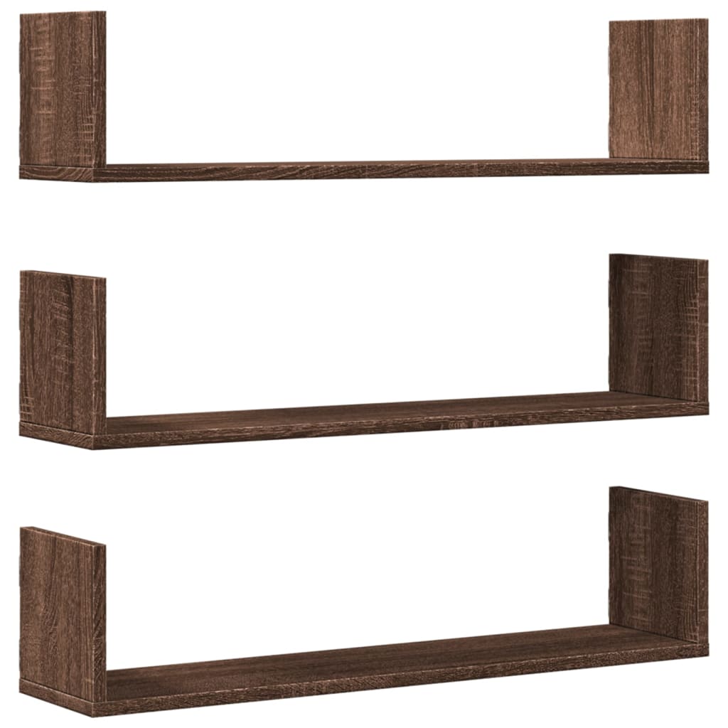 Wall Shelves 3 pcs Brown Oak 80x18x18 cm Engineered Wood