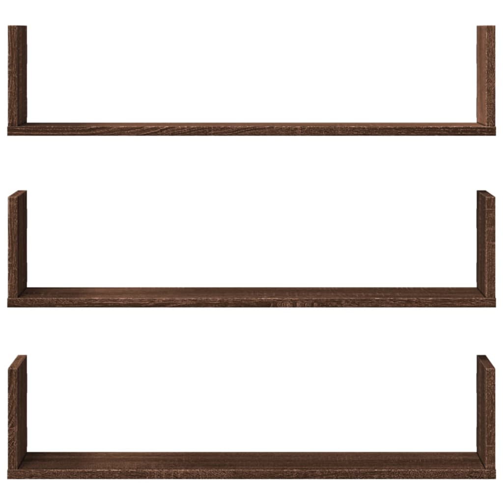 Wall Shelves 3 pcs Brown Oak 80x18x18 cm Engineered Wood