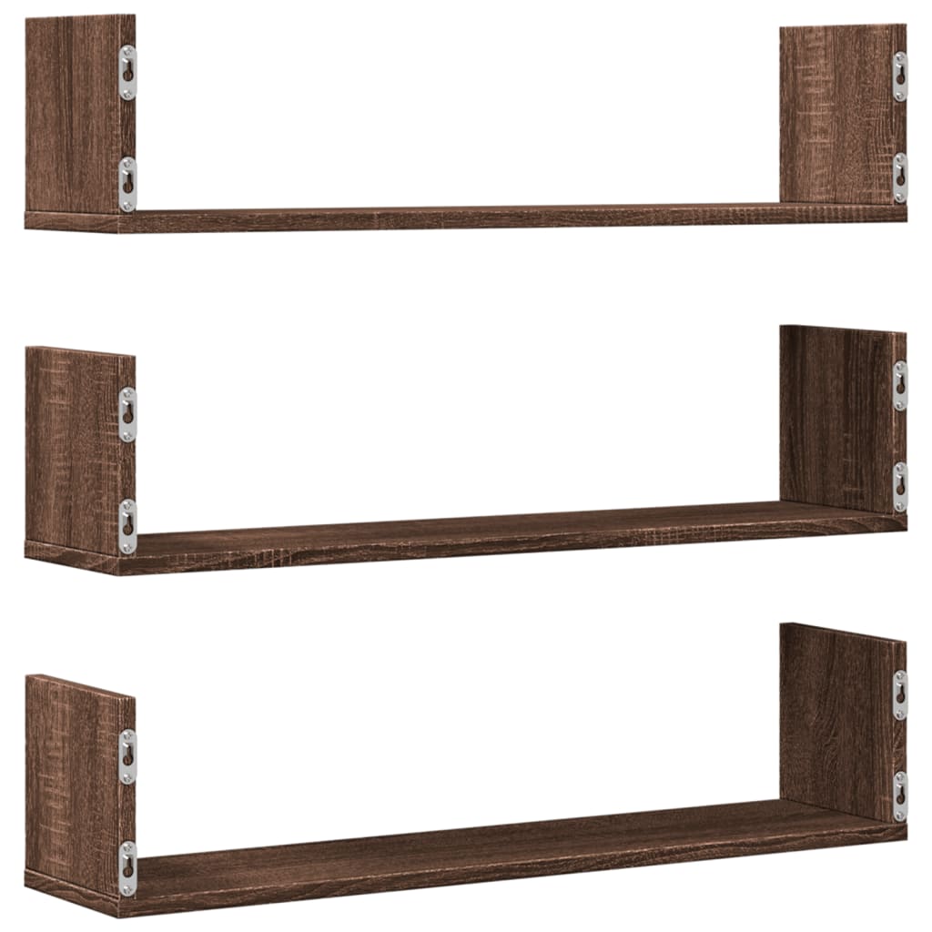 Wall Shelves 3 pcs Brown Oak 80x18x18 cm Engineered Wood