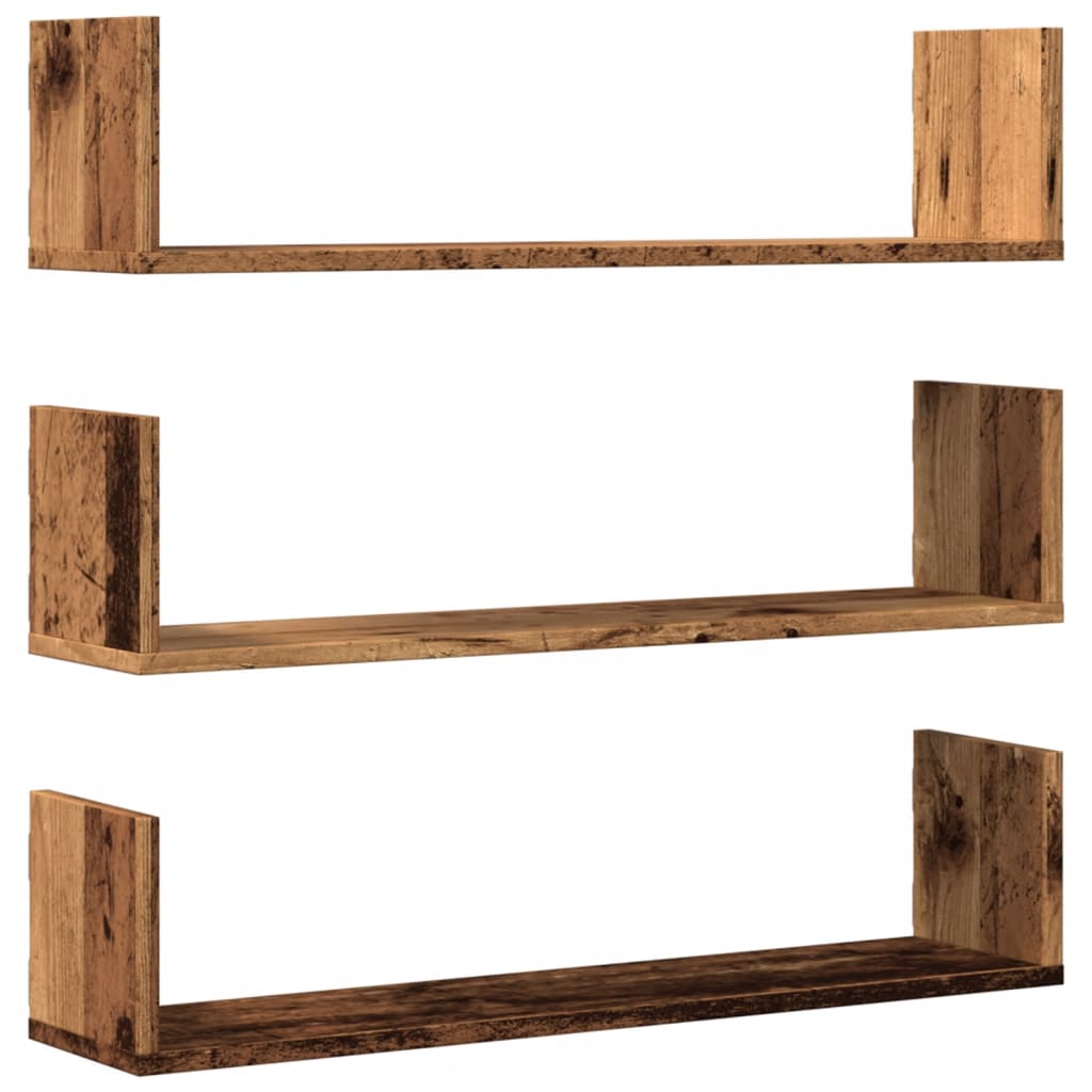 Wall Shelves 3 pcs Old Wood 80x18x18 cm Engineered Wood