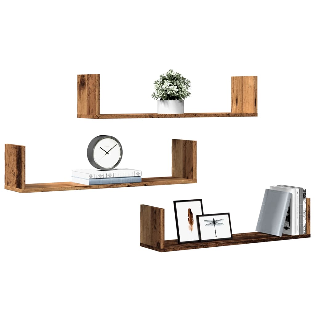 Wall Shelves 3 pcs Old Wood 80x18x18 cm Engineered Wood