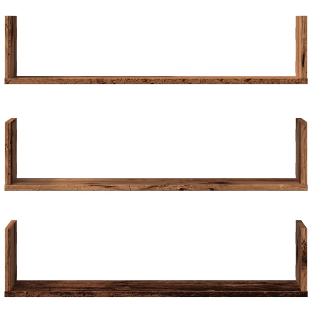 Wall Shelves 3 pcs Old Wood 80x18x18 cm Engineered Wood