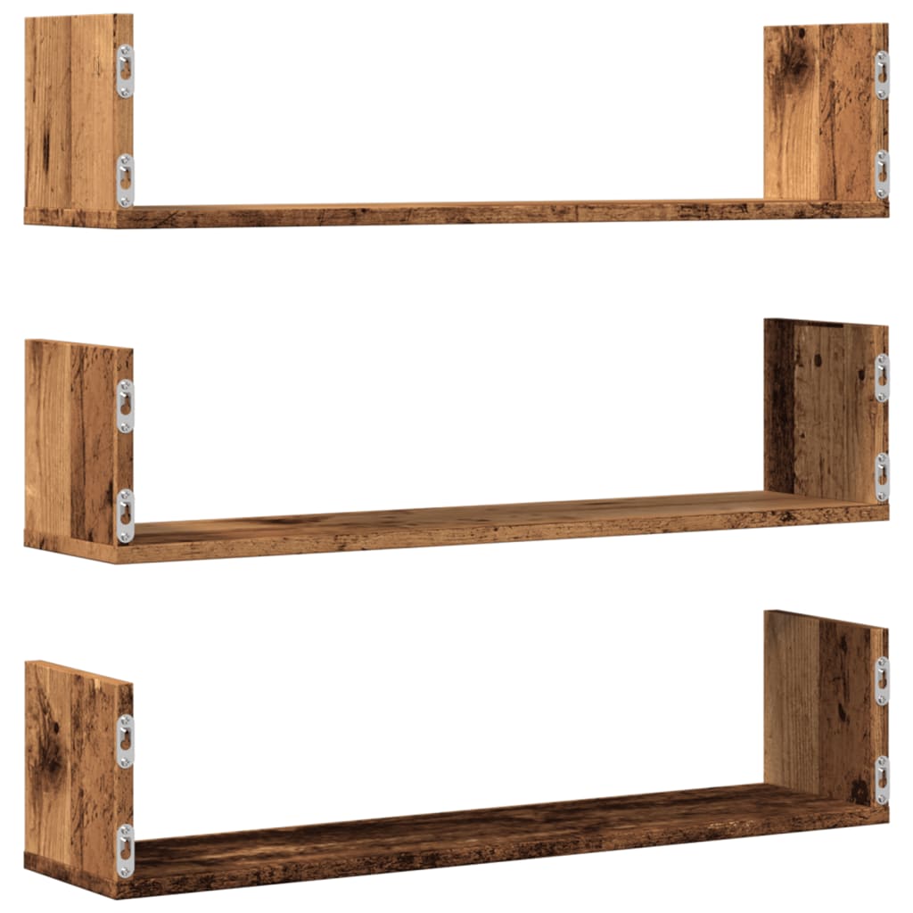 Wall Shelves 3 pcs Old Wood 80x18x18 cm Engineered Wood