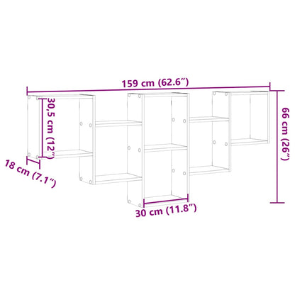 Wall Shelf Smoked Oak 159x18x66 cm Engineered Wood