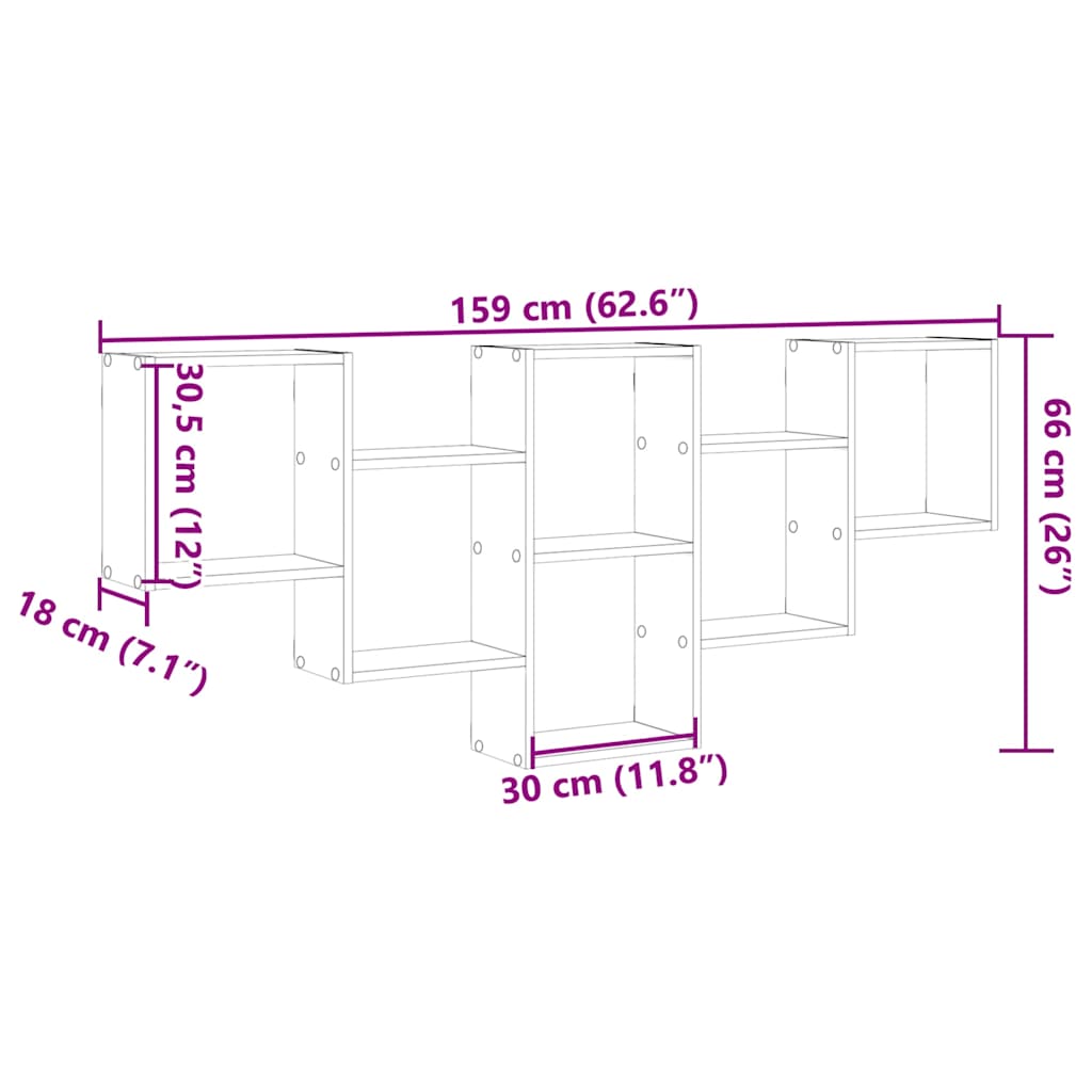 Wall Shelf Old Wood 159x18x66 cm Engineered Wood