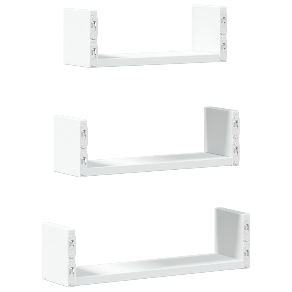 Wall Shelf 3 pcs White Engineered Wood