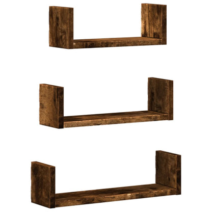 Wall Shelf 3 pcs Smoked Oak Engineered Wood