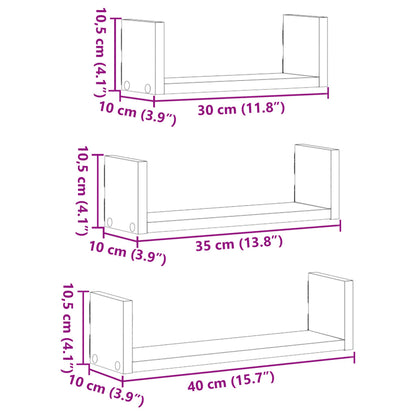 Wall Shelf 3 pcs Smoked Oak Engineered Wood