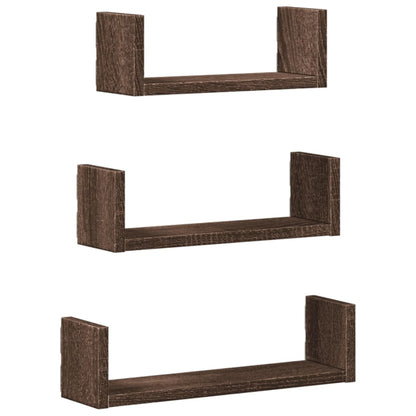 Wall Shelf 3 pcs Brown Oak Engineered Wood