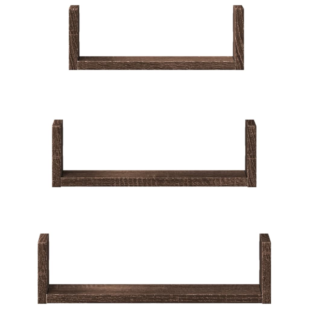 Wall Shelf 3 pcs Brown Oak Engineered Wood