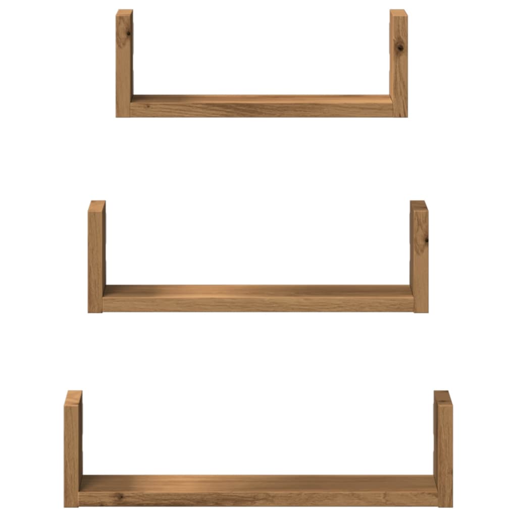 Wall Shelf 3 pcs Artisian Oak Engineered Wood