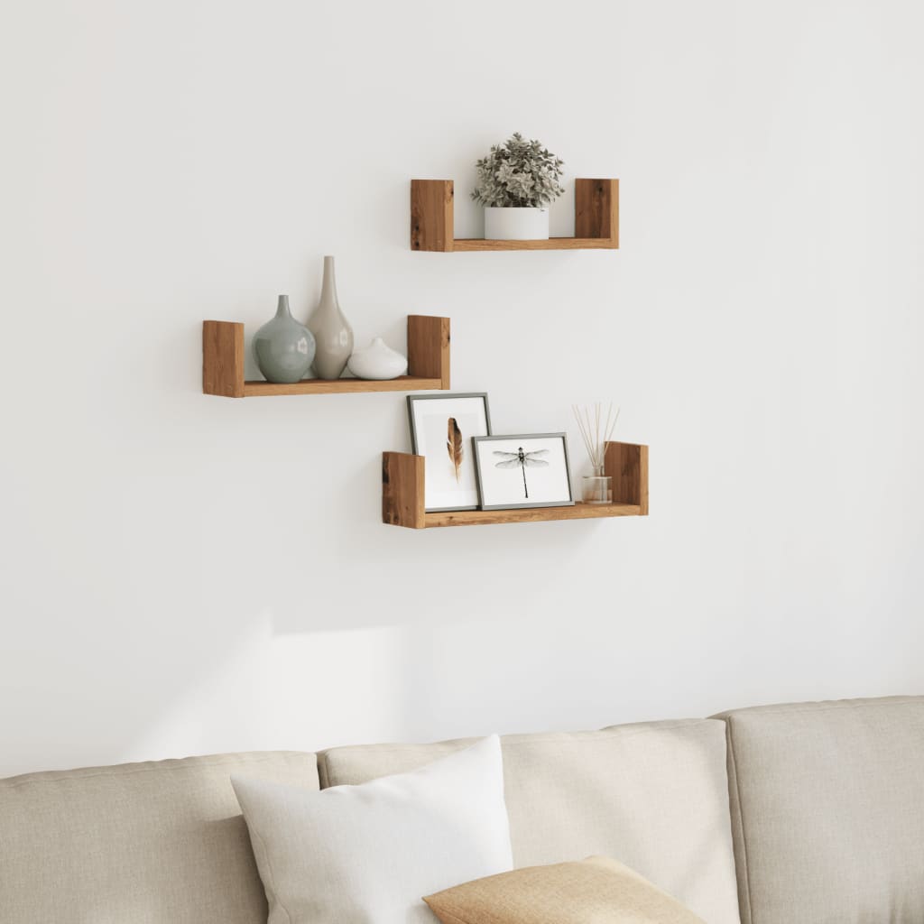 Wall Shelf 3 pcs Artisian Oak Engineered Wood