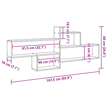 Wall Shelf White 167.5x18x68 cm Engineered Wood