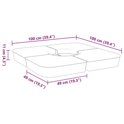 4 Piece Parasol Base Set for Cross Stand Parasol 100 kg PP