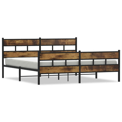 Metal Bed Frame without Mattress Smoked Oak 180x200 cm Super King