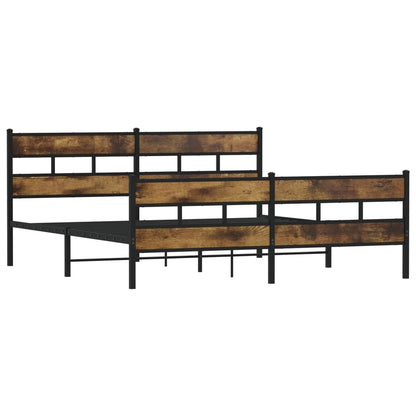 Metal Bed Frame without Mattress Smoked Oak 180x200 cm Super King