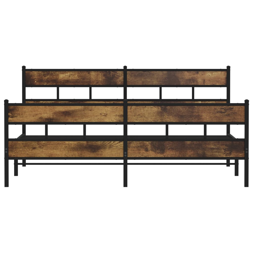 Metal Bed Frame without Mattress Smoked Oak 180x200 cm Super King