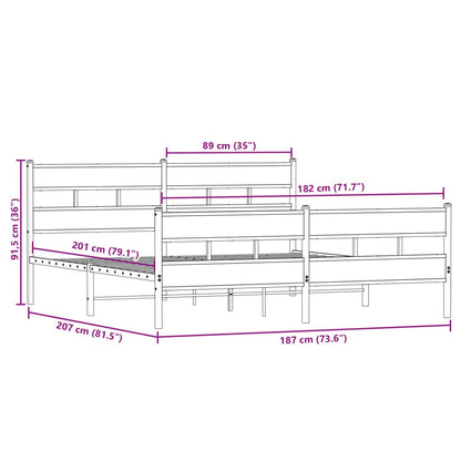 Metal Bed Frame without Mattress Smoked Oak 180x200 cm Super King