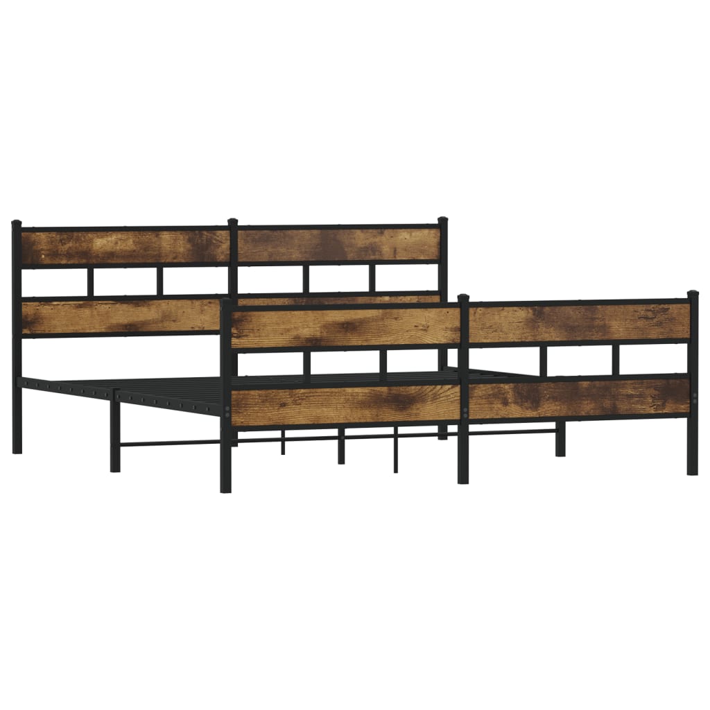 Metal Bed Frame without Mattress Smoked Oak 193x203 cm