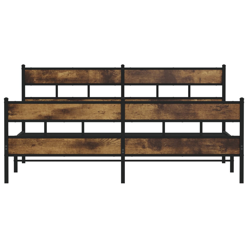 Metal Bed Frame without Mattress Smoked Oak 193x203 cm