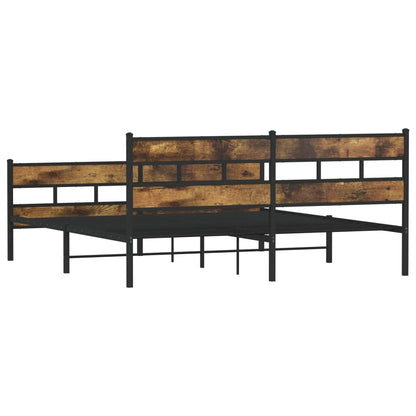 Metal Bed Frame without Mattress Smoked Oak 193x203 cm