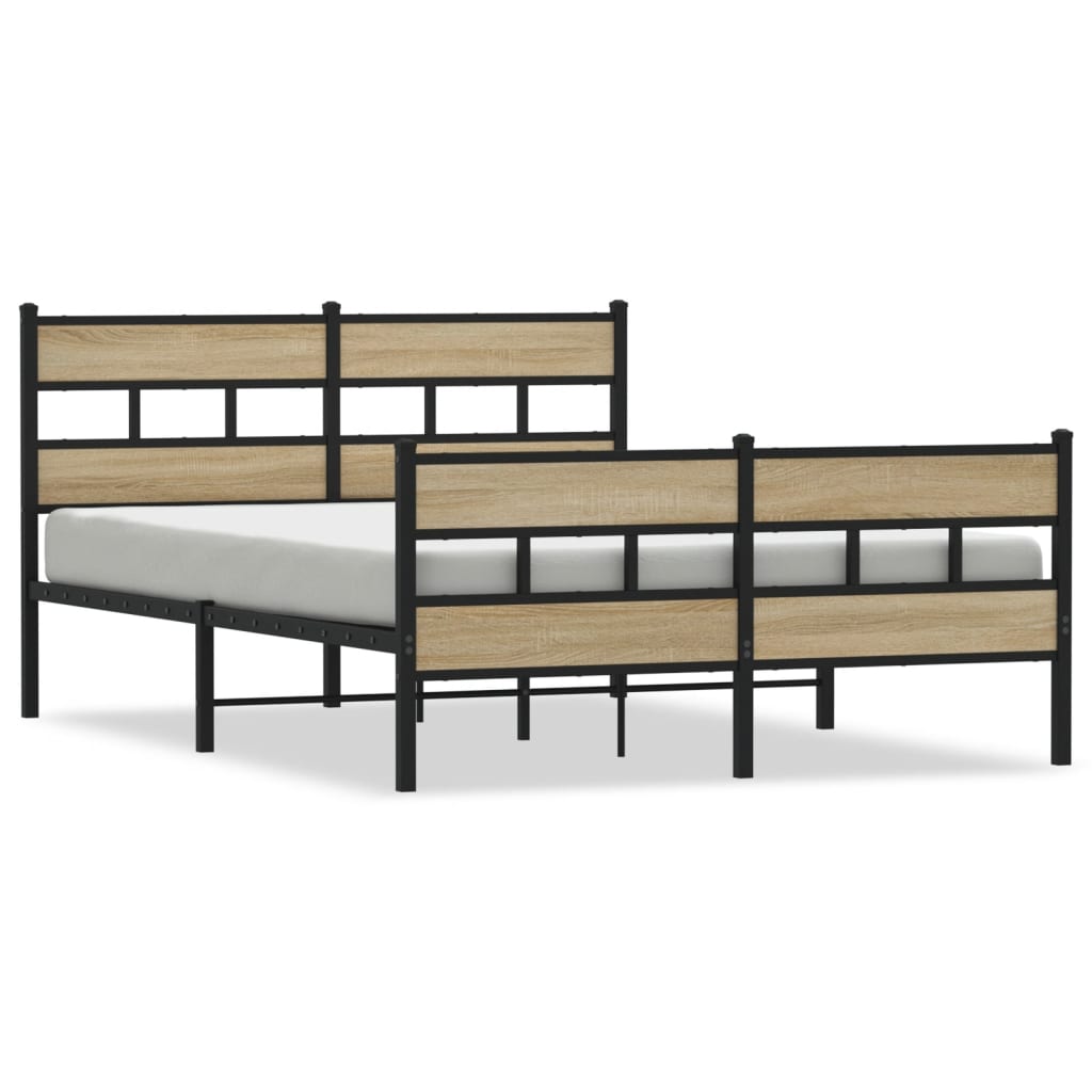 Metal Bed Frame without Mattress Sonoma Oak 150x200 cm King Size