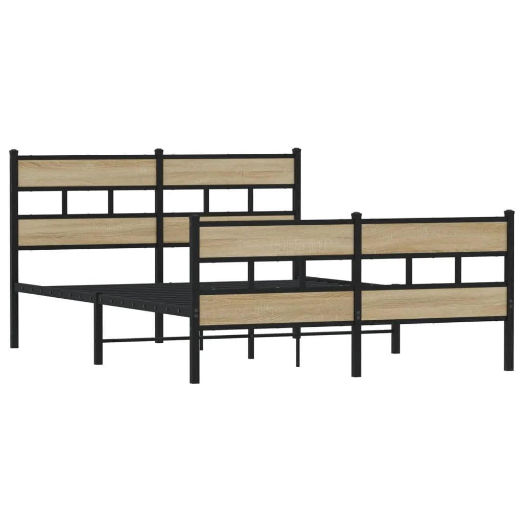 Metal Bed Frame without Mattress Sonoma Oak 150x200 cm King Size