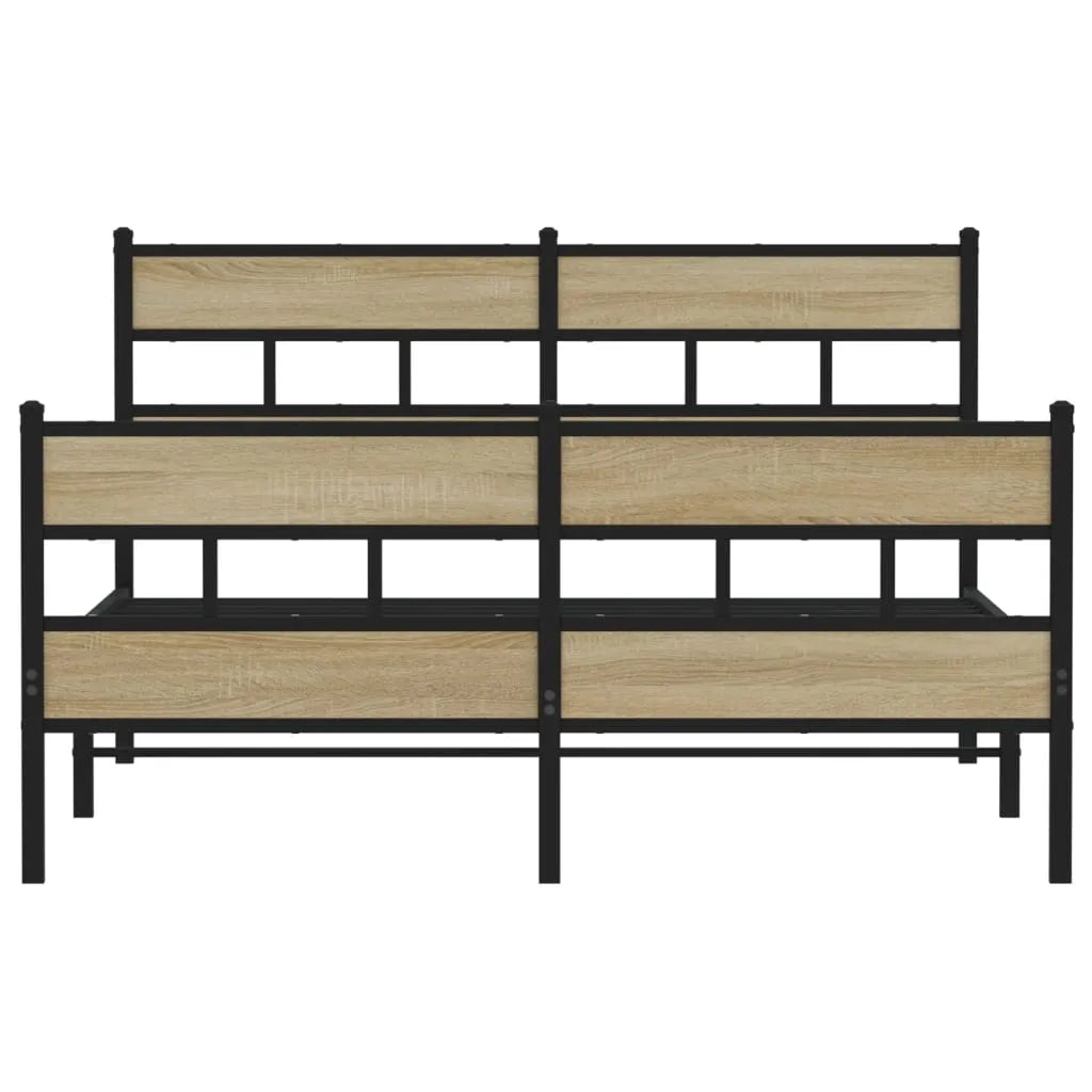 Metal Bed Frame without Mattress Sonoma Oak 150x200 cm King Size