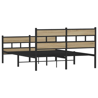 Metal Bed Frame without Mattress Sonoma Oak 150x200 cm King Size