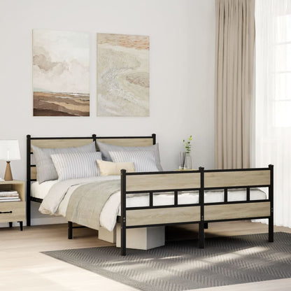 Metal Bed Frame without Mattress Sonoma Oak 150x200 cm King Size