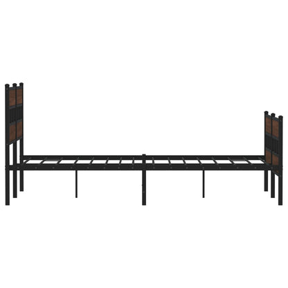 Metal Bed Frame without Mattress Brown Oak 150x200 cm King Size