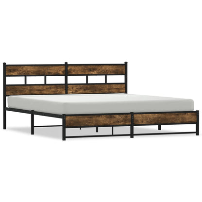 Metal Bed Frame without Mattress Smoked Oak 183x213 cm