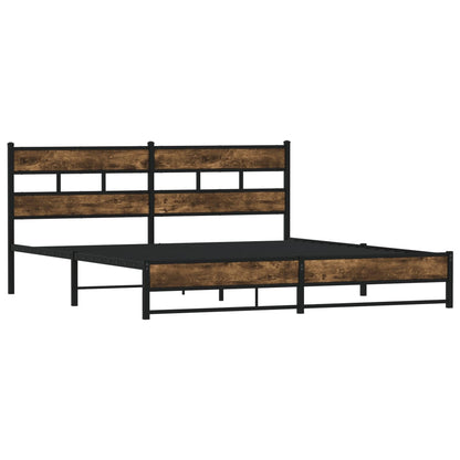 Metal Bed Frame without Mattress Smoked Oak 183x213 cm