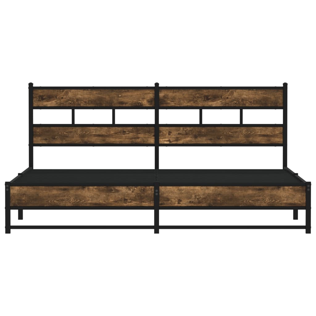 Metal Bed Frame without Mattress Smoked Oak 183x213 cm