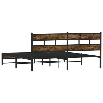 Metal Bed Frame without Mattress Smoked Oak 183x213 cm