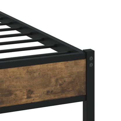 Metal Bed Frame without Mattress Smoked Oak 183x213 cm