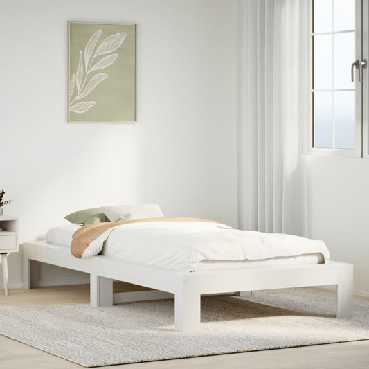 Bed Frame without Mattress White 90x190 cm Single Solid Wood Pine