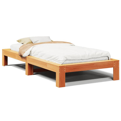 Bed Frame without Mattress Wax Brown 90x190 cm Single Solid Wood Pine