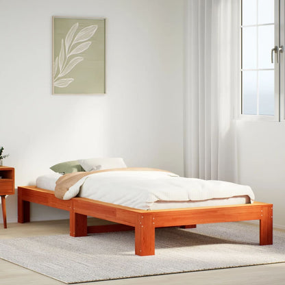 Bed Frame without Mattress Wax Brown 90x190 cm Single Solid Wood Pine