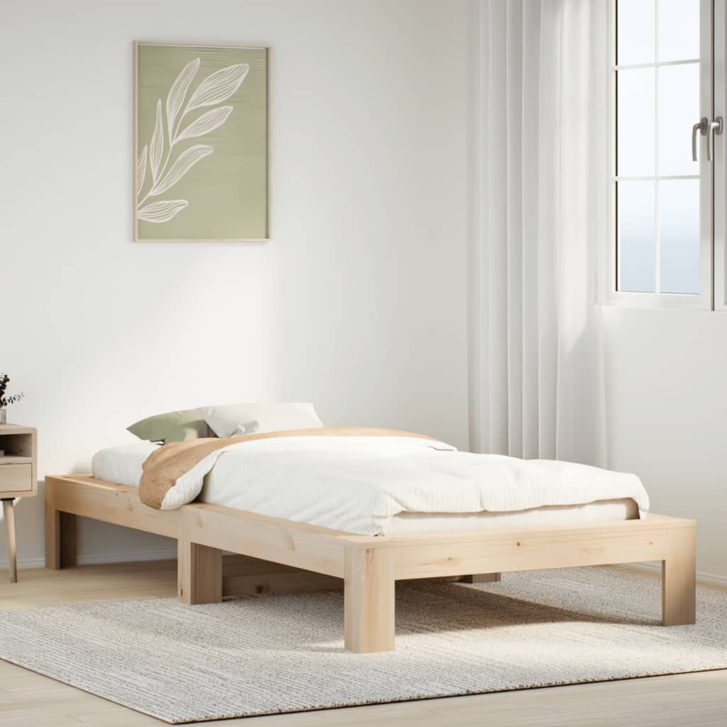 Bed Frame without Mattress 75x190 cm Small Single Solid Wood Pine