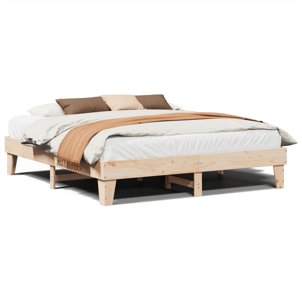 Bed Frame without Mattress 200x200 cm Solid Wood Pine