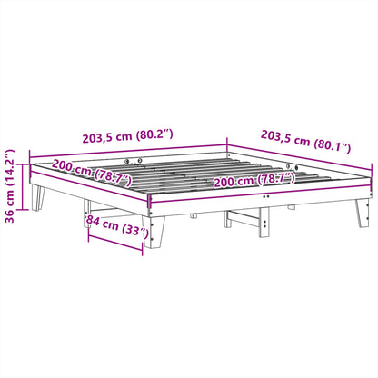 Bed Frame without Mattress 200x200 cm Solid Wood Pine