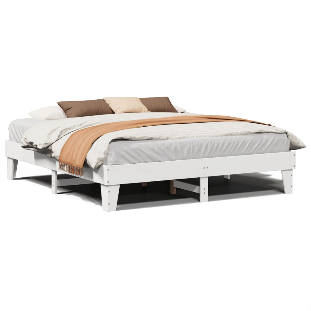 Bed Frame without Mattress White 200x200 cm Solid Wood Pine