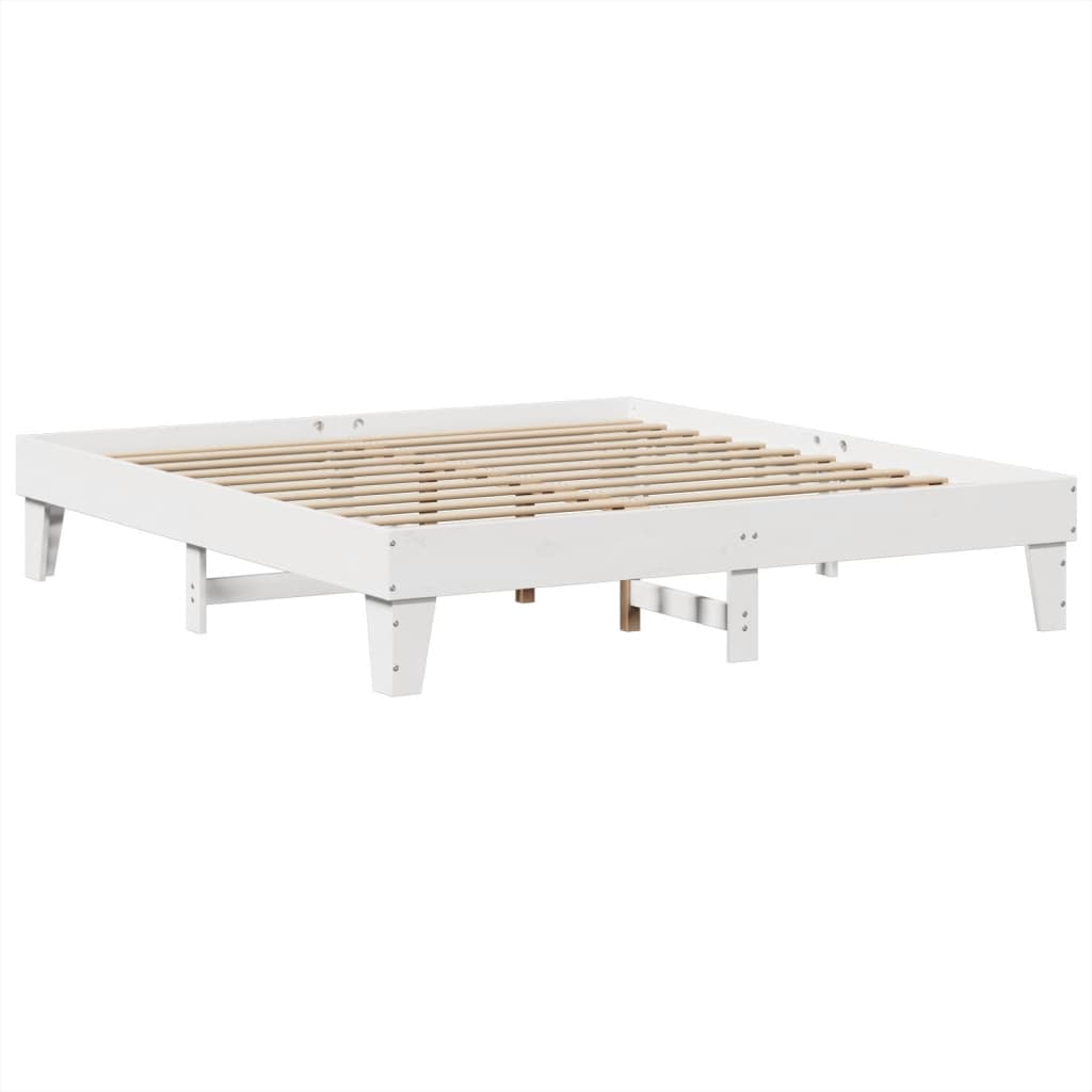 Bed Frame without Mattress White 200x200 cm Solid Wood Pine